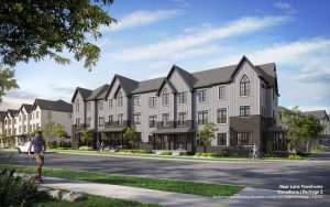 Exterior, Residential, Townhouse, Aerial - The Heights of Harmony RLT Streetscape 300x188