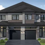 Architectural rendering of modern two-story semi-detached homes at Sienna Woods.