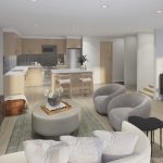 Modtera Towns - Living Interior Rendering of Modtera Towns Kitchen/Living