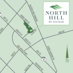 Location map showing the North Hill community site in Upper Bolton, near Mount Hope Road, Columbia Way, and Highway 50.