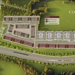 Aerial site plan map of Collection on 27 by Uniq Communities showing the layout of front lane, rear lane, and back-to-back townhomes near Highway 27 and Major Mackenzie.
